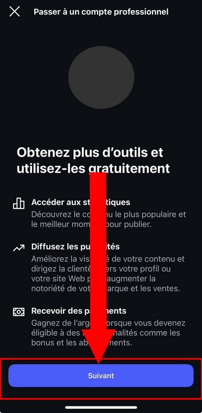 确认我要转用专业 Instagram 账户。 