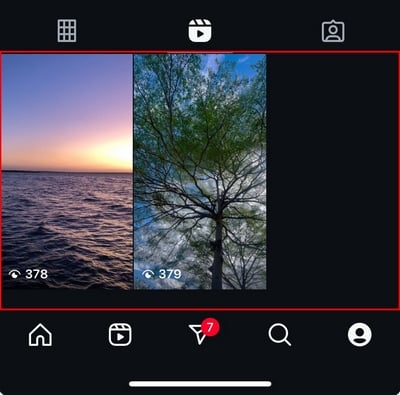 真实标签页中的真实 Instagram 浏览量