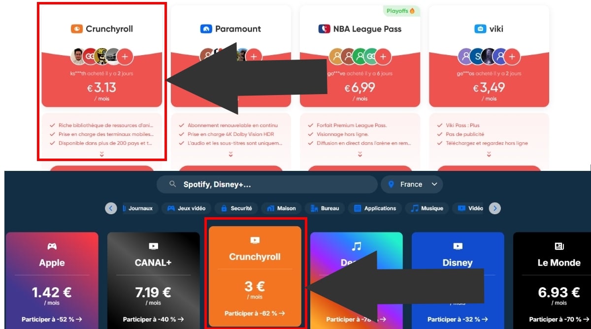 GamsGo vs. Sharesub: Das Crunchyroll-Abonnement kostet auf Sharesub viel weniger! 
