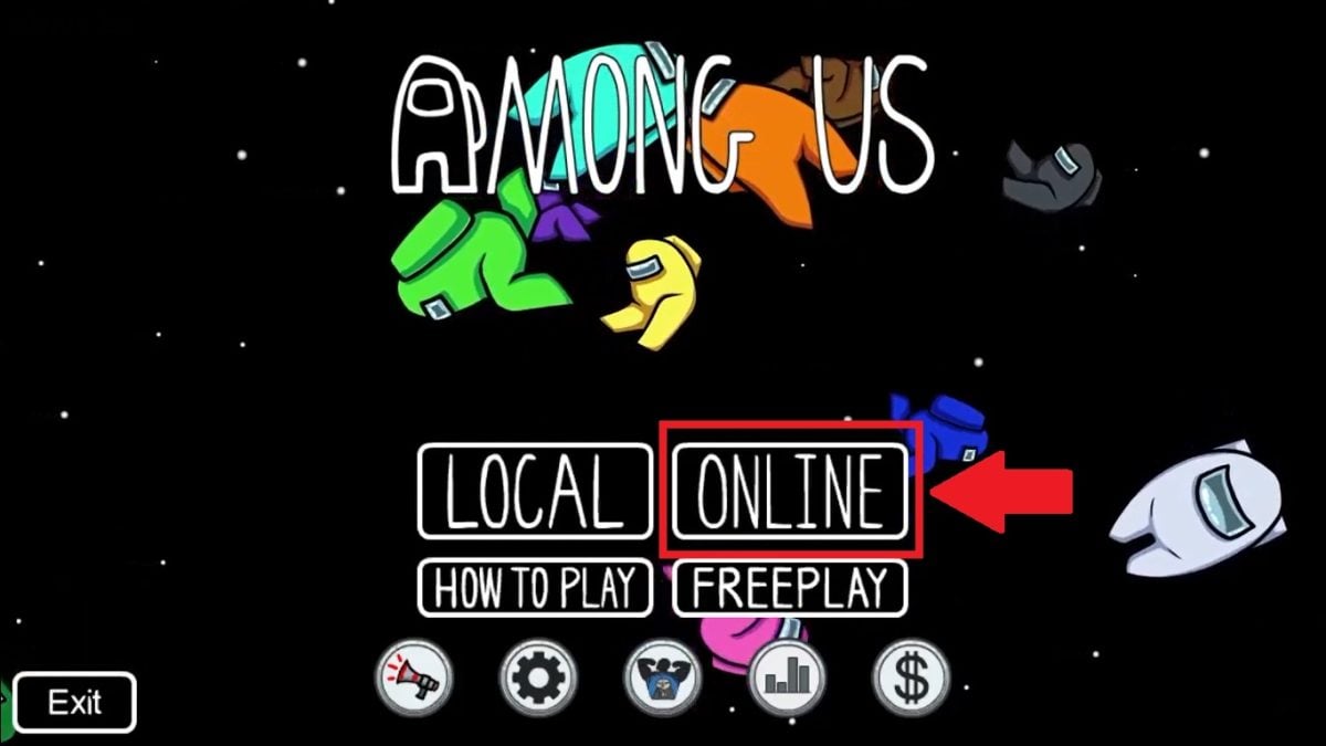 Escolhe o modo ONLINE para jogar cross-play em Among Us