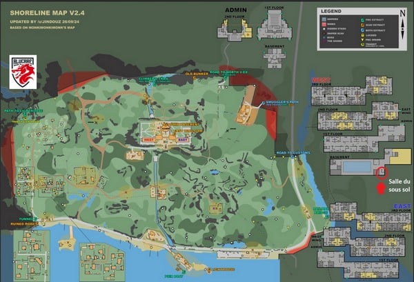 Soveværelsets placering på kælderplanen (vestfløjen)