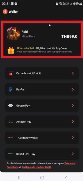 In addition to the 10 % recovered, you have all the payment methods available.