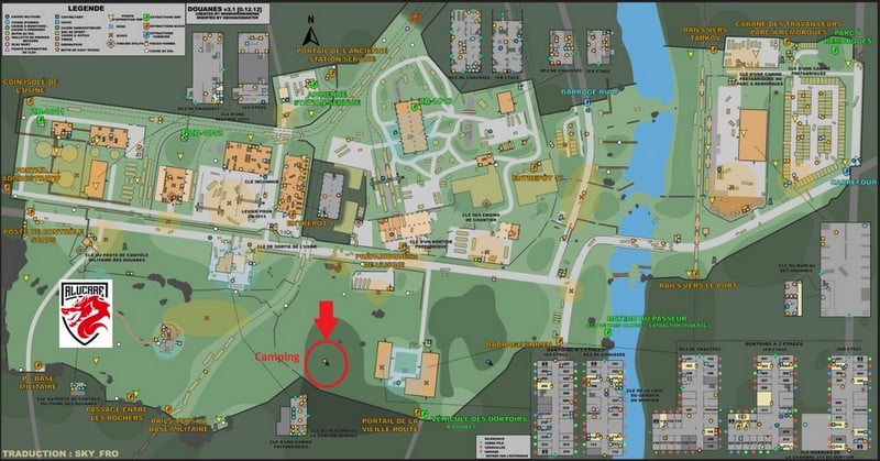 The campsite shown on the map