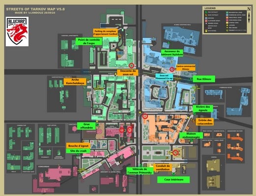 10 cecchini scav mostrati sulla mappa delle strade di Tarkov
