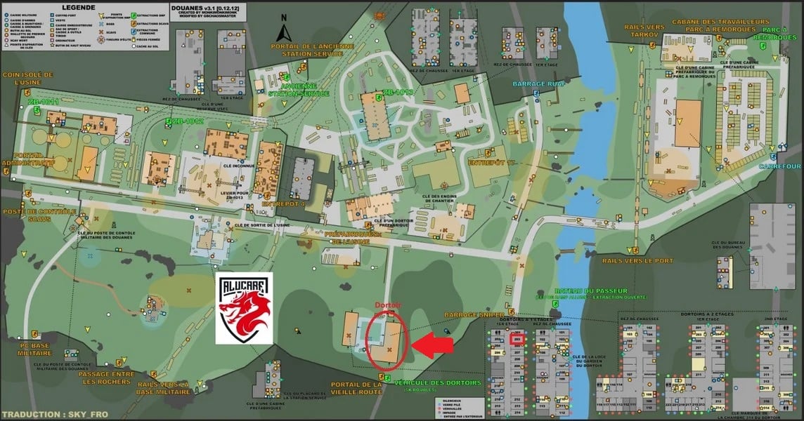 Posizione della camera 203 sulla mappa della dogana