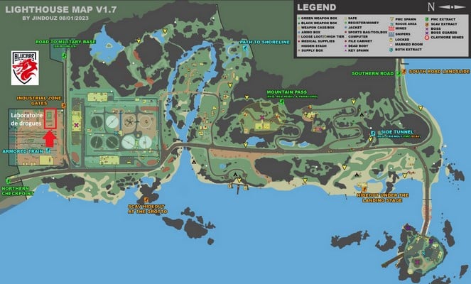 Il laboratorio di droghe mostrato sulla mappa del faro