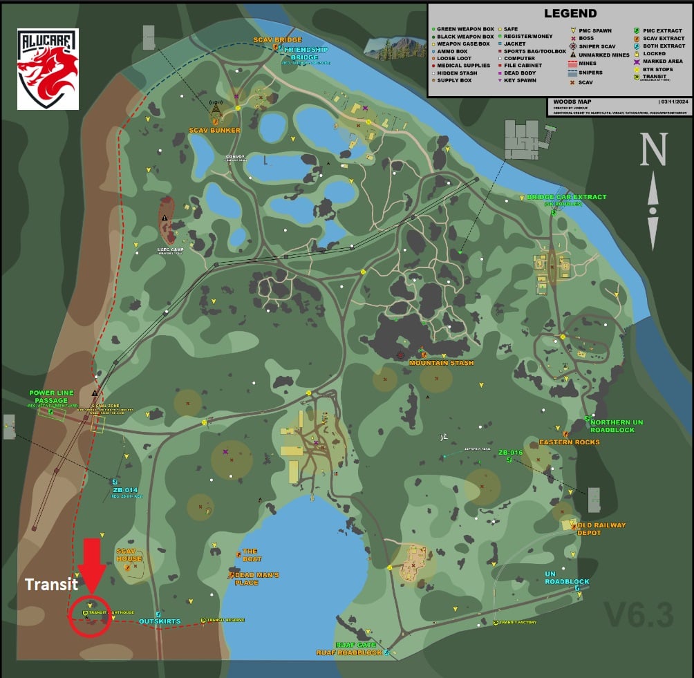 Trânsito do bosque para o farol indicado no mapa do bosque