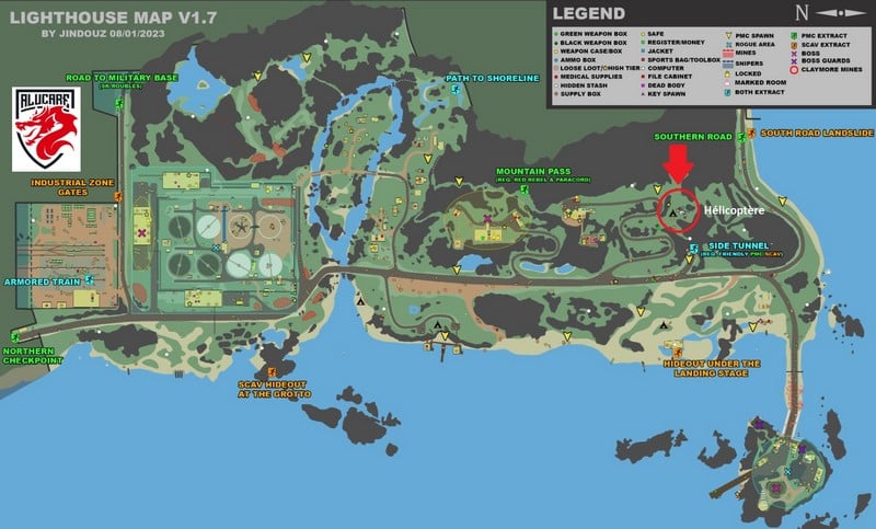 The helicopter shown on the Lighthouse map