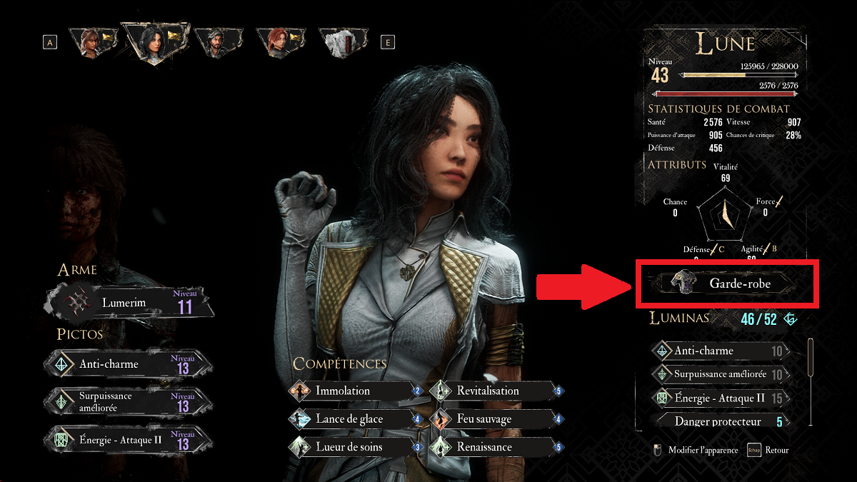 Bagian ROBE GUARD memberi Anda akses ke inventaris semua pakaian yang tidak terkunci.