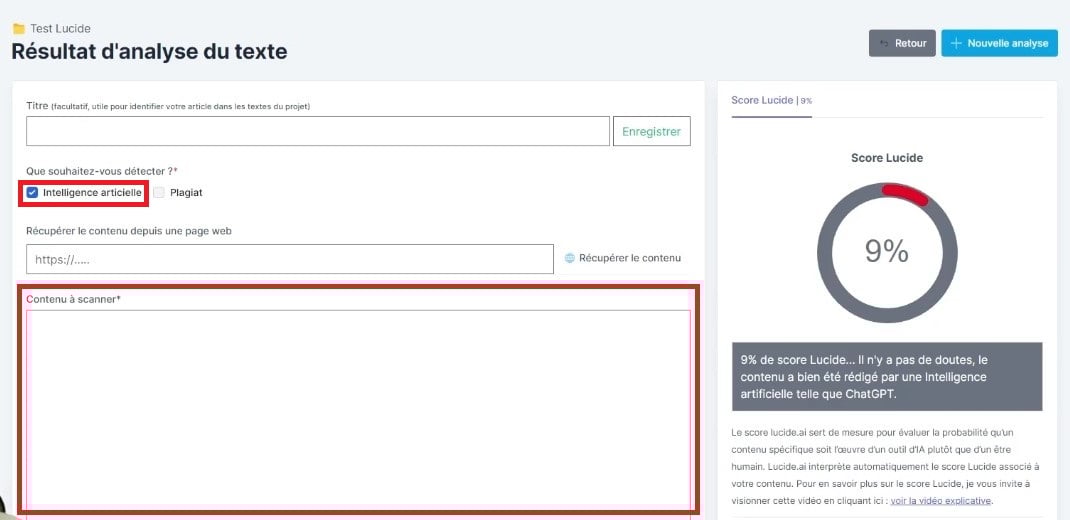 Análise de um texto no Lucide.AI
