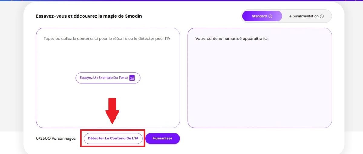 Botão para iniciar a análise do texto em Smodin