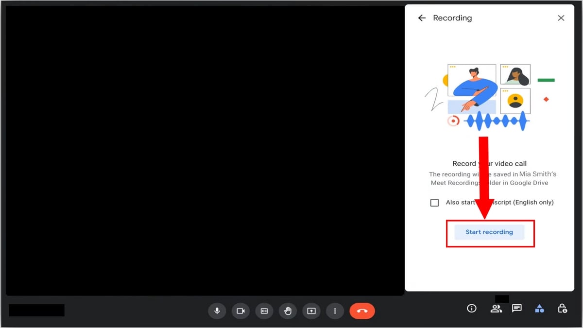 在 Google Meet 上开始录制 