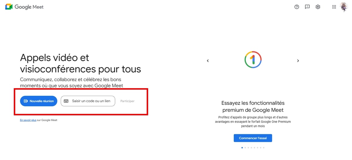 在 Google Meet 上开始或加入会议