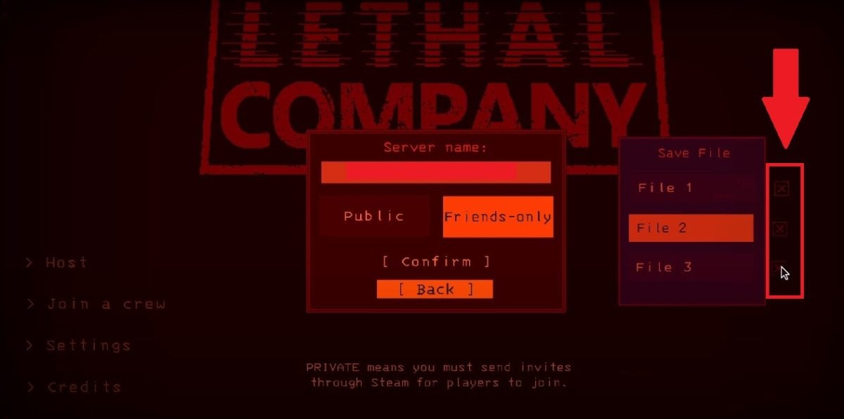 Come eliminare un file di backup su Lethal Company