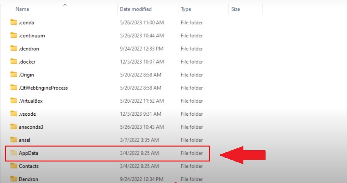 Cartella AppData in Esplora file di Windows