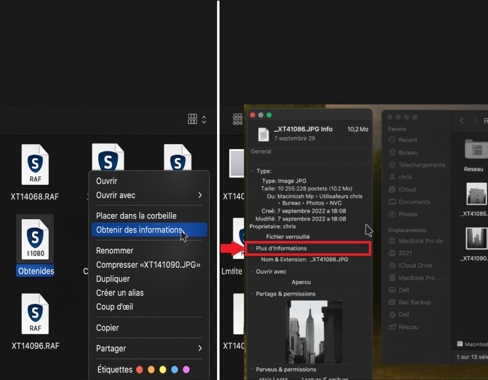 Esercitazione su come trovare le informazioni in un'immagine su Mac.