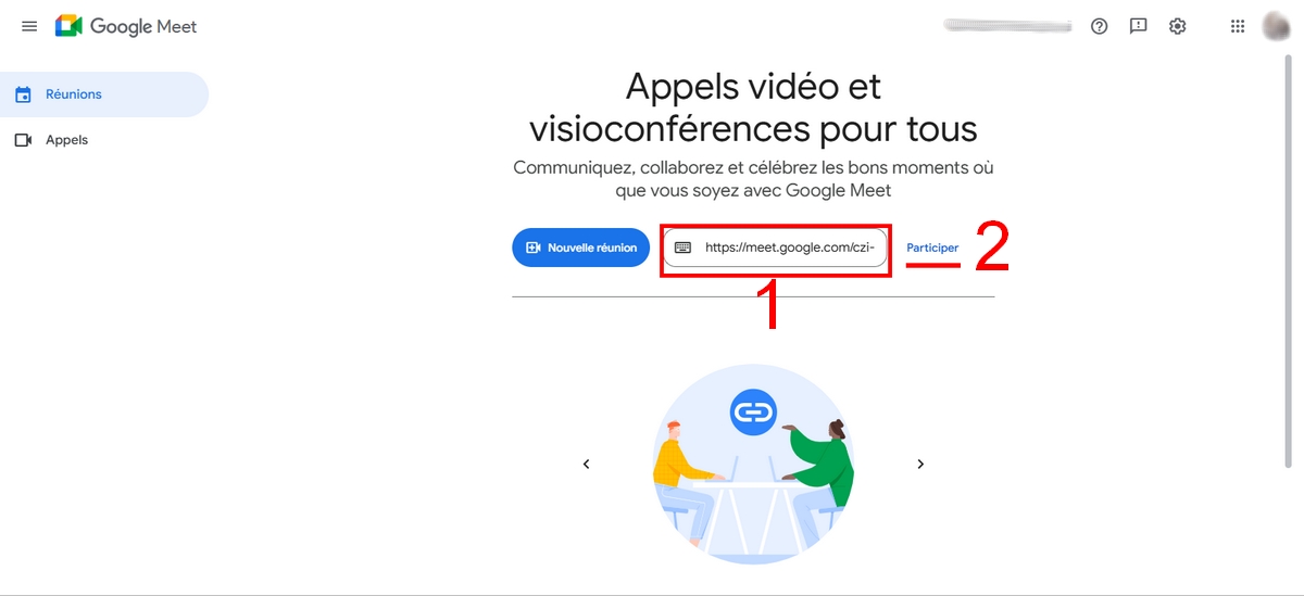 Введите код или ссылку, чтобы принять участие во встрече Google Meet 