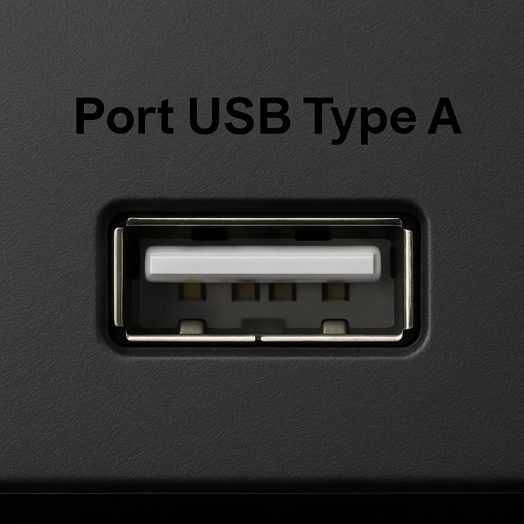 Gambar yang menunjukkan port USB tipe A pada komputer.