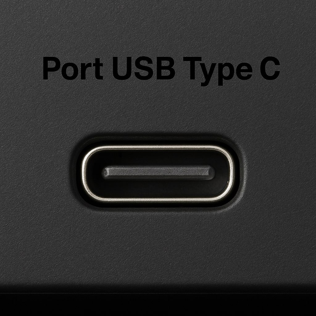 Gambar yang menunjukkan port USB Tipe C pada komputer. 
