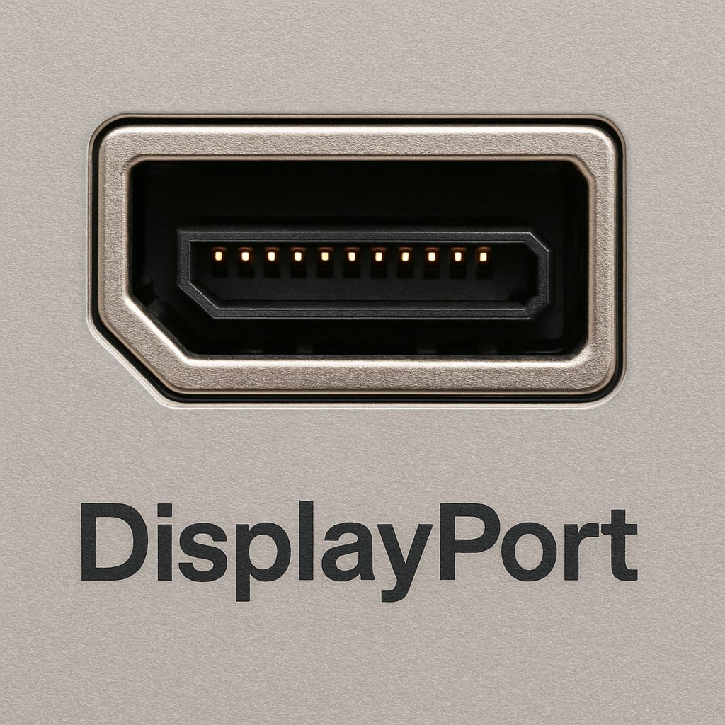 Gambar yang menunjukkan DisplayPort pada komputer. 