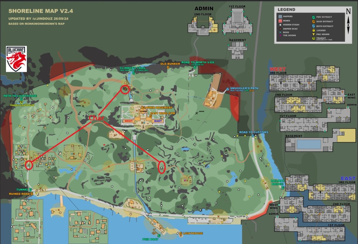 Localização dos tanques marcados no mapa costeiro