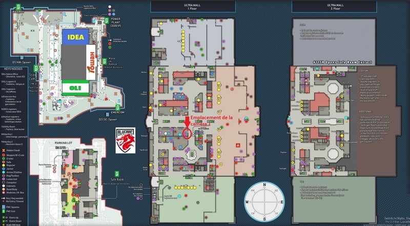 Emplacement de la caméra 1 indiqué sur la carte de l'Echangeur