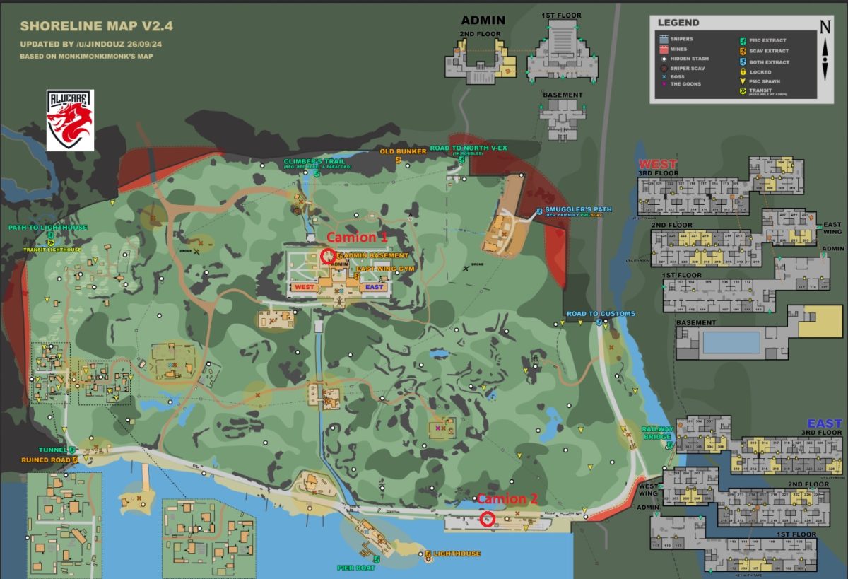 Truck locations indicated on the Coastline map