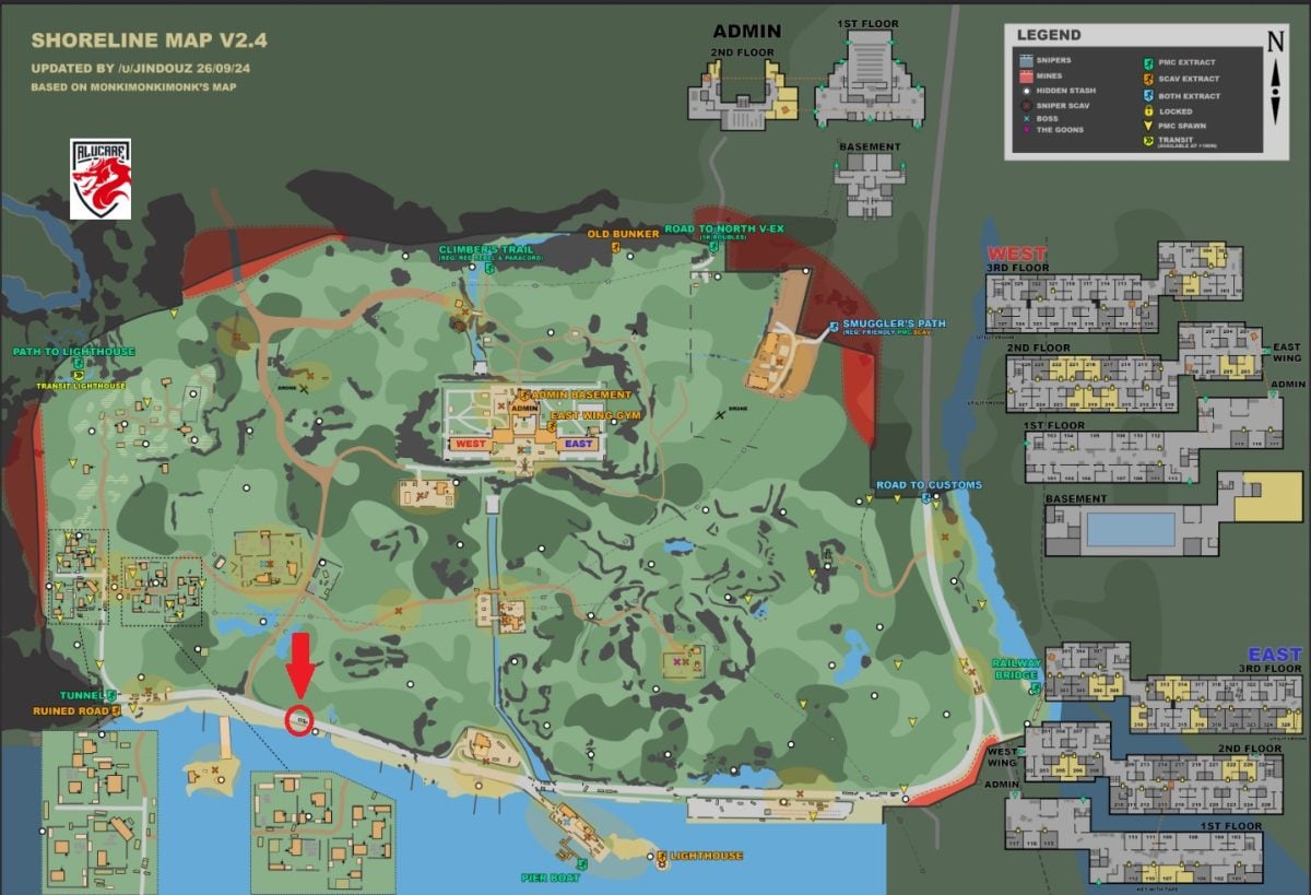 Location of the yellow car indicated on the Littoral map