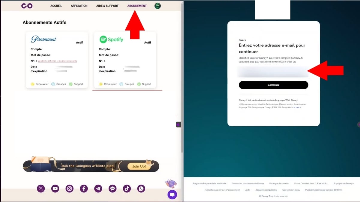 Masukkan detail akun Anda di bagian sebelah kiri untuk masuk ke platform.