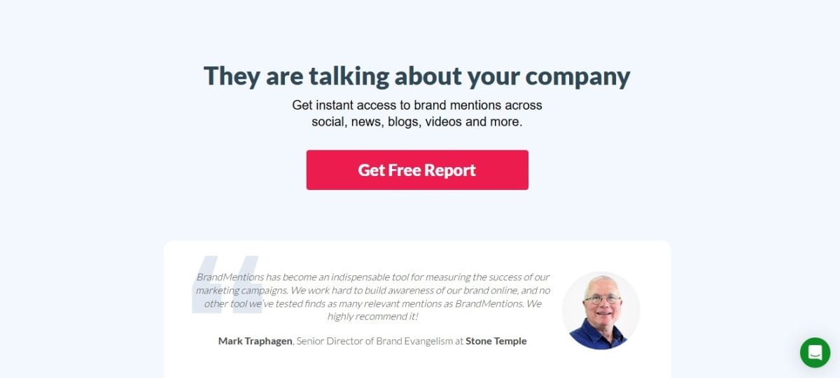 La pagina iniziale dello strumento BrandMention