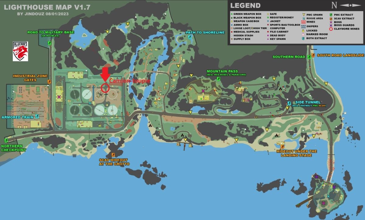 ライトハウスの地図に表示されているトラック
