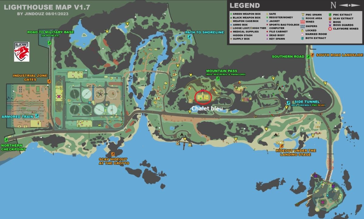 地図上の青いシャレー