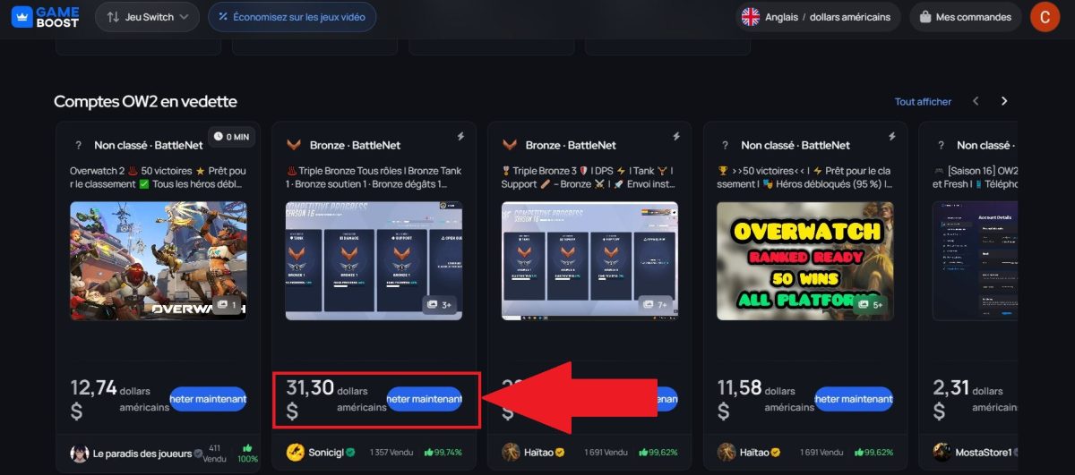 Du har et bredt udvalg af Overwatch 2-konti på GameBoost. 