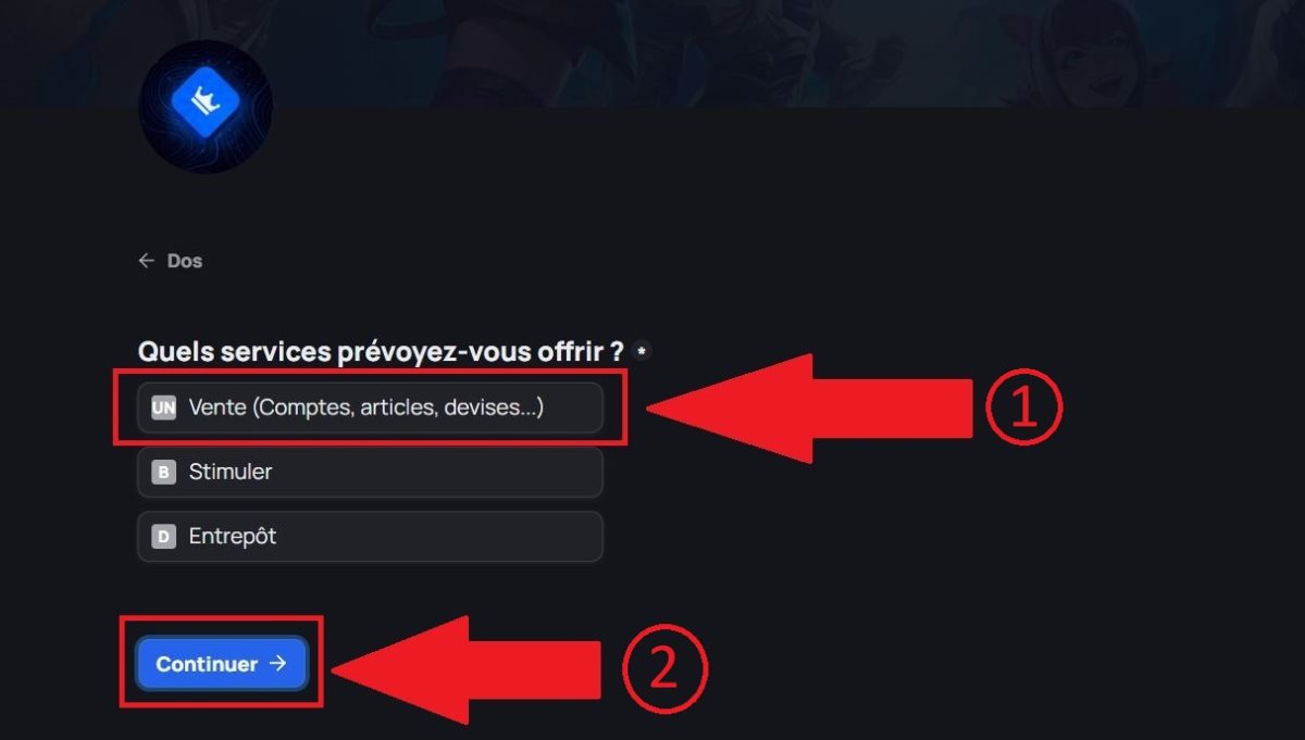 Vælg det tilbud, du har tænkt dig at foreslå på GameBoost.