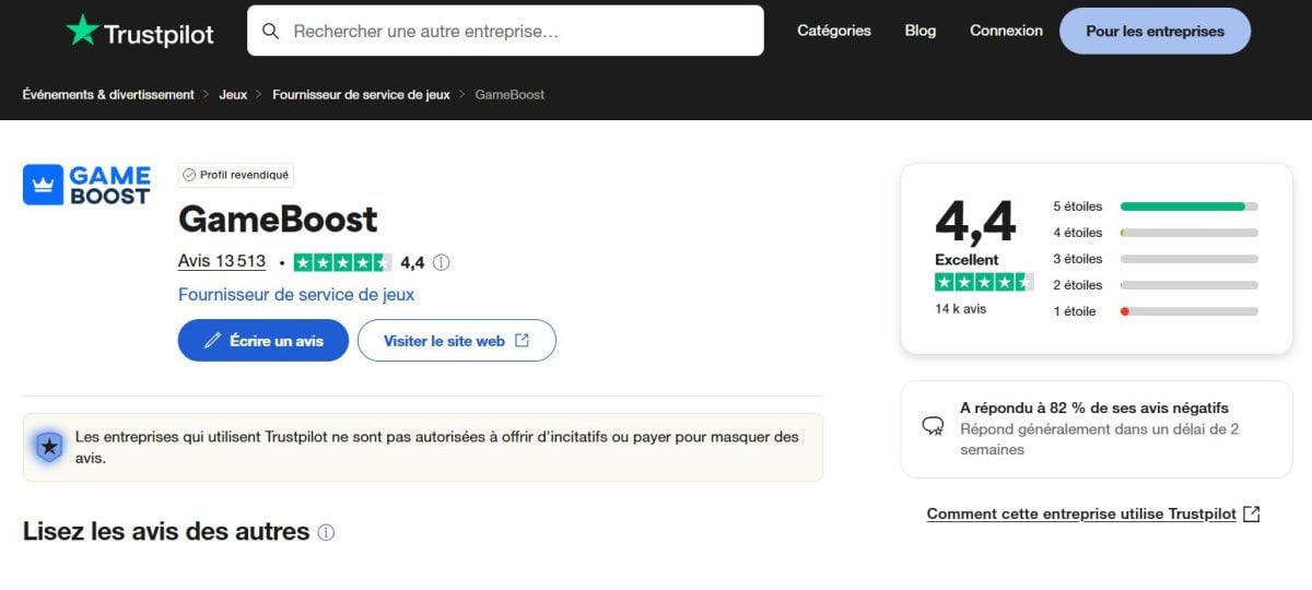 GameBoost hat eine ausgezeichnete Bewertung auf Trustpilot. Dies ist ein Beweis dafür, dass Sie ihm beim Kauf von Spielkonten mit sofortiger Lieferung (instant delivery) vertrauen können.