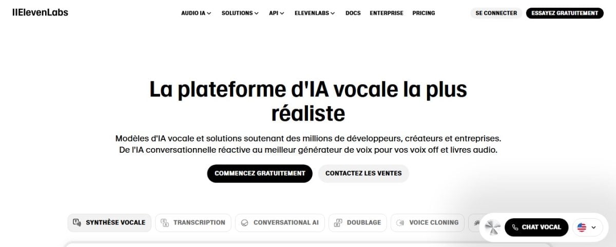 Sitio web oficial de Elevenlabs
