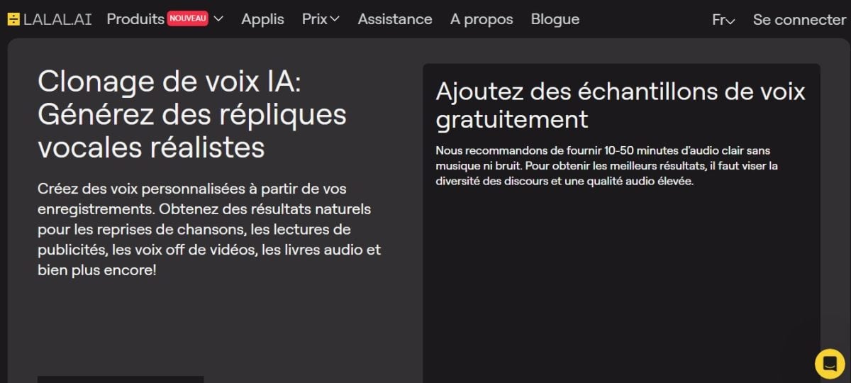 Interface principale de Lalal.ai
