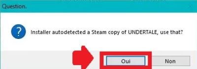 Просто нажмите "Да", чтобы подтвердить установку мод Undertale Together.