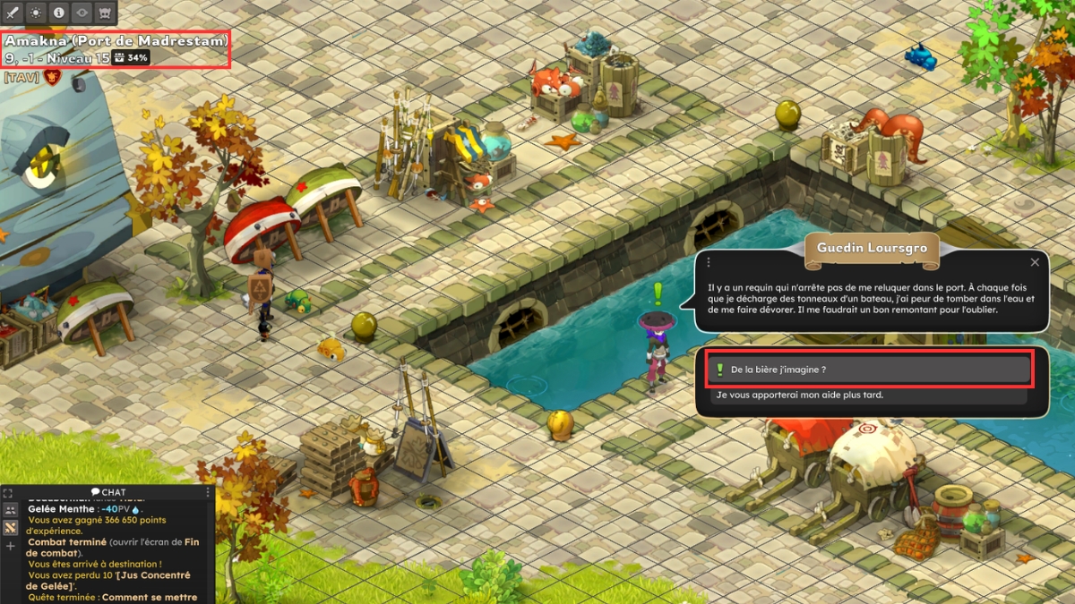 dofus madrestam prise quete requin biere