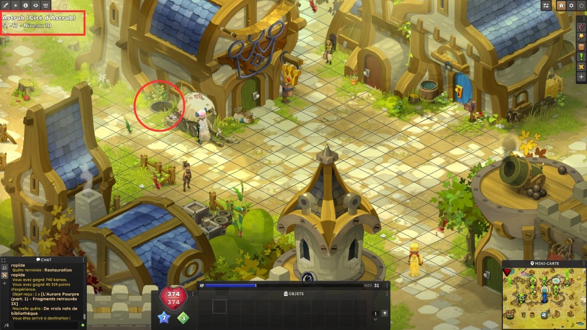 dofus astrub Eingang Kanalisation Ratten Bibliothek