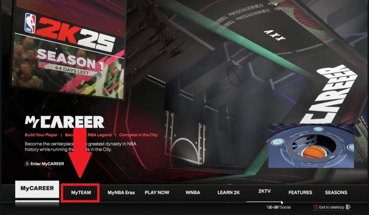 Opção MyTeam no NBA 2K25