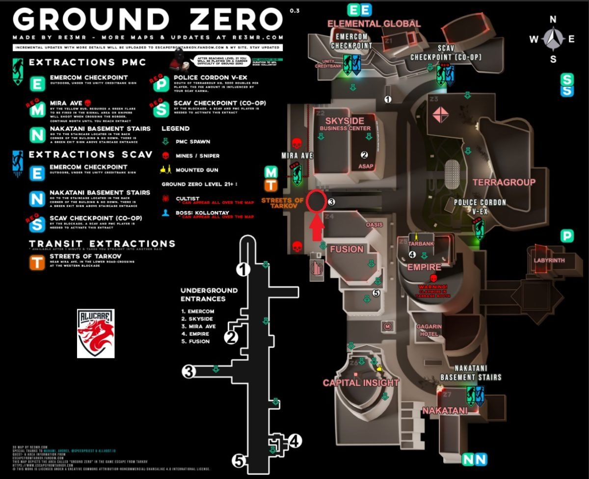 Location indicated on the Point Zero map
