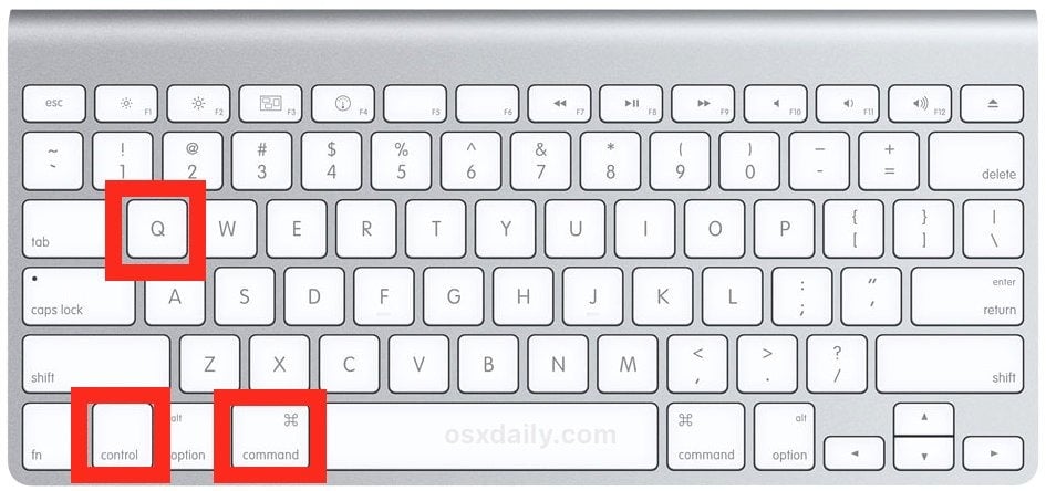 Raccourci Control + Command + Q pour verrouiller l'écran d'un Mac.