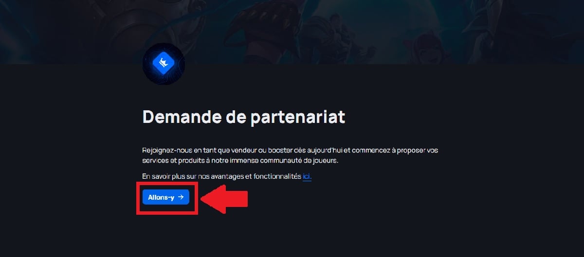GameBoostとのパートナーシップを申し込むには、Let's get startedをクリックしてください。