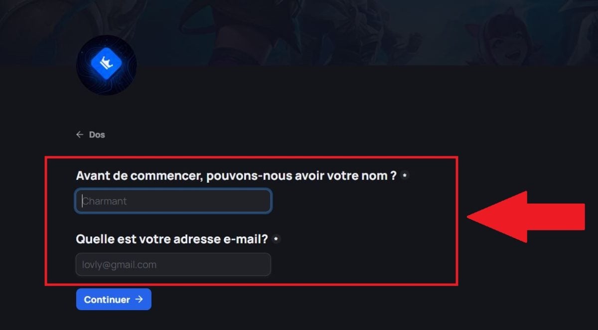 Masukkan nama depan dan alamat email Anda di GameBoost untuk permintaan Anda. 