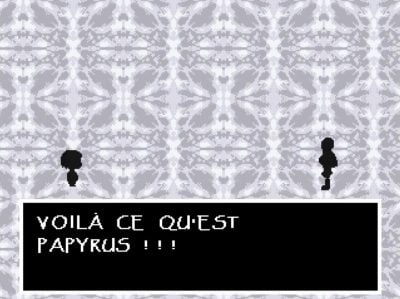 Optagelse fra spillet Undertale, der viser dit møde med Papyrus.