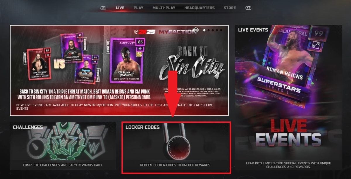 Option Locker-koder i WWE 2K25