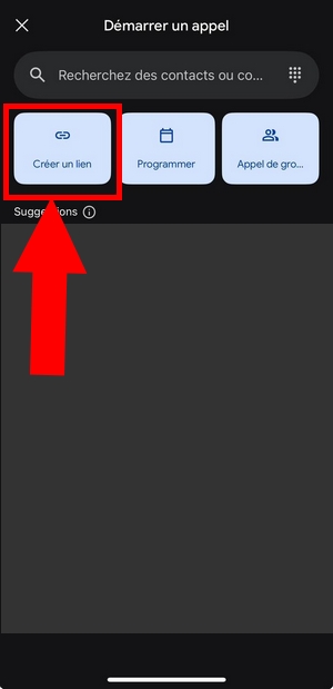 在移动设备上创建 Google Meet 链接 
