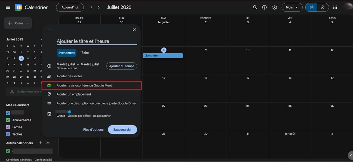 Clique em Adicionar videoconferência