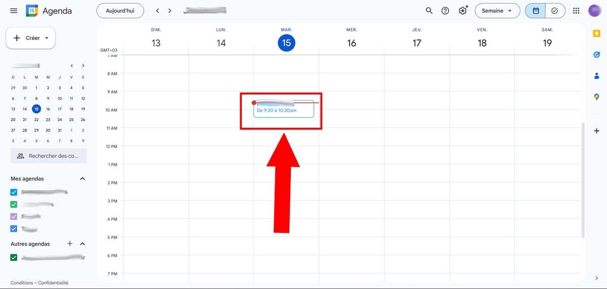 Haz clic en el evento Google Meet en Google Calendar